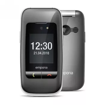 Emporia ONE V200i Klapphandy, 2,31-Zoll-Display, Dual-SIM, SOS-Taste, Space Grey/Silber