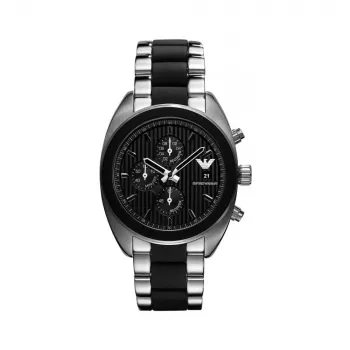 Emporio Armani AR5952 Herren-Chronograph-Quarzuhr 43 mm schwarzes Silikon