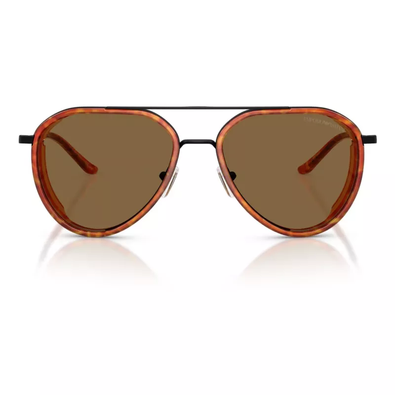 EMPORIO ARMANI EA2163-3001OR Herren-Sonnenbrille - Glänzend schwarzer Rahmen, dunkelgraue Gläser, 56 mm