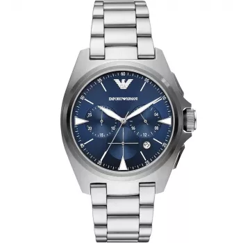 Emporio Armani Luigi Herren Quarzuhr AR11411 41mm schwarzes Zifferblatt Lederarmband