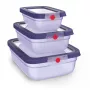 EMSA ONECLICK Aufbewahrungsbehälter-Set für Lebensmittel, 3-teilig, 0,5L/1,2L/2,3L, Violett, luftdicht & auslaufsicher, mikrowellen-/gefrier-/spülmaschinengeeignet 3110601766