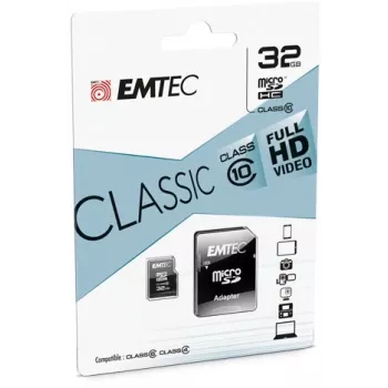 Emtec ECMSDM32GHC10CG 32GB MicroSDHC Class 10 UHS-I Speicherkarte mit SD-Adapter