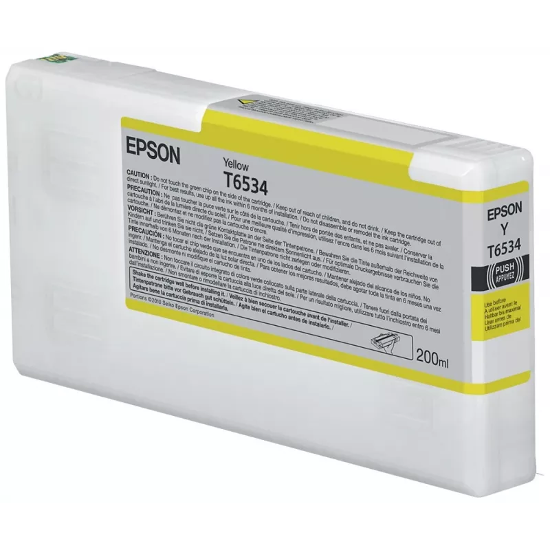 Epson T653400 Gelbe Tintenpatrone (200 ml, Pigment, UltraChrome HDR) für Stylus Pro 4900/7890/7900/9890/9900