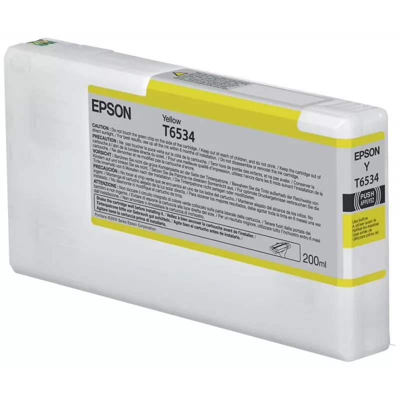 Epson T653400 Gelbe Tintenpatrone (200 ml, Pigment, UltraChrome HDR) für Stylus Pro 4900/7890/7900/9890/9900