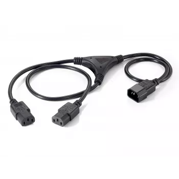 Equip 112210 Power Splitter Cable, 1,6 m, C14 auf 2x C13, Schwarz