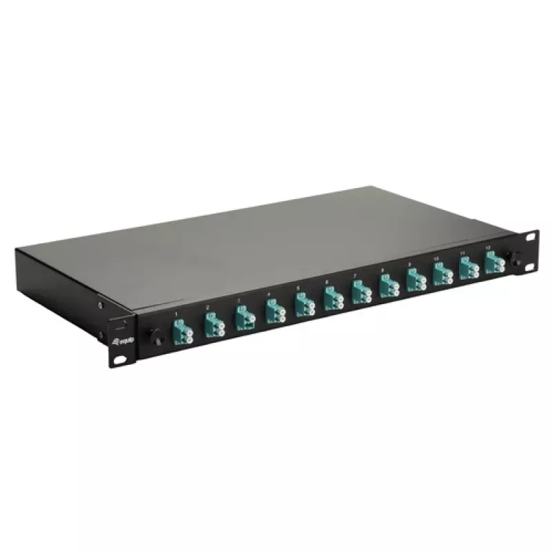Equip 12-Port Glasfaser-Spleißbox, LC Duplex, OM3, 1U, bestückt, Schwarz
