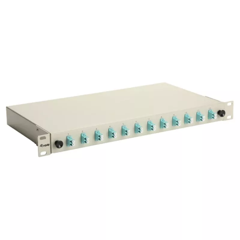Equip 12-Port Glasfaser-Spleißbox, LC Duplex, OM3, 1U, Bestückt, Grau