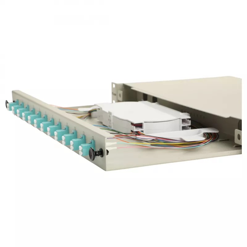 Equip 12-Port Glasfaser-Spleißbox, LC Duplex, OM3, 1U, Bestückt, Grau