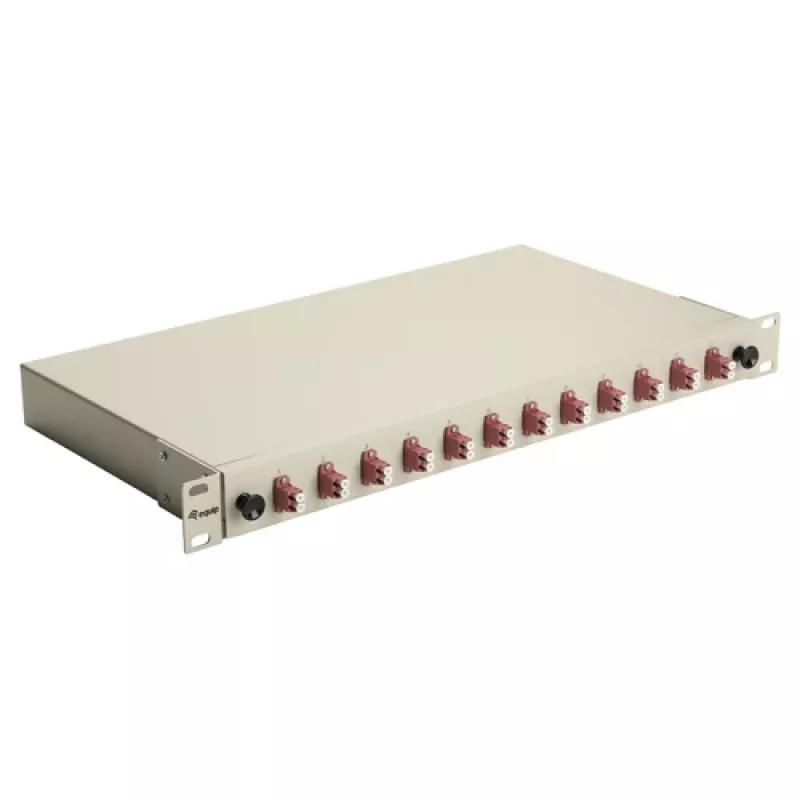 Equip 12-Port Glasfaser-Spleißbox, LC Duplex, OM4, 1U, bestückt, Grau