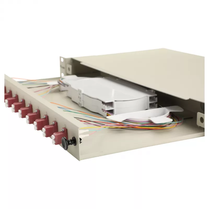 Equip 12-Port Glasfaser-Spleißbox, LC Duplex, OM4, 1U, bestückt, Grau