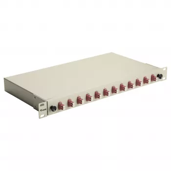 Equip 12-Port Glasfaser-Spleißbox, LC Duplex, OM4, 1U, bestückt, Grau