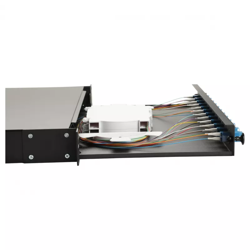 Equip 12-Port Glasfaser-Spleißbox, LC Duplex, OS2 Singlemode, 1U Rackmontage, ausgestattet, Schwarz