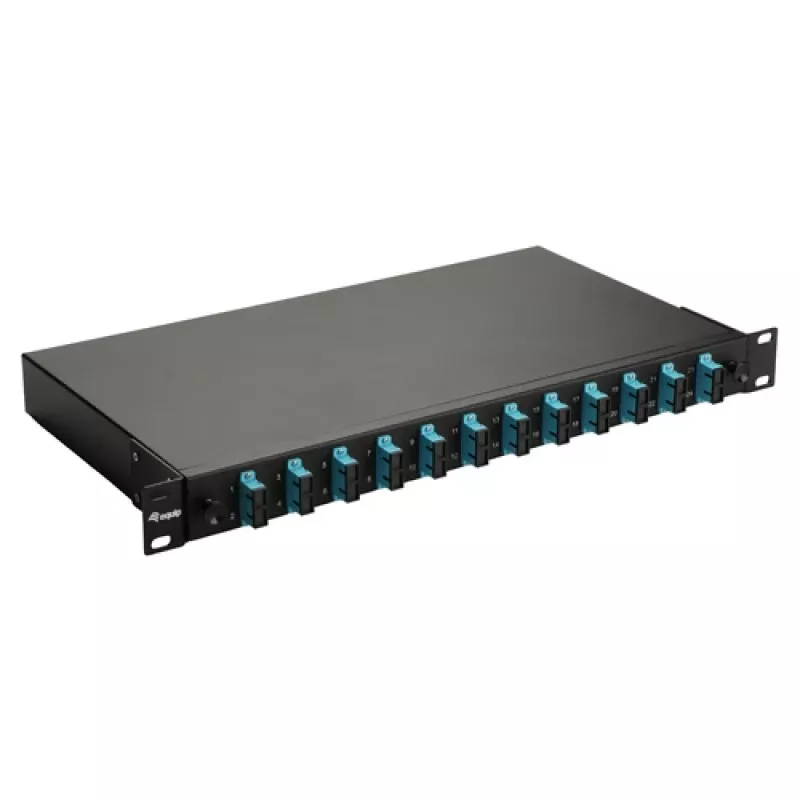 Equip 12-Port Glasfaser-Spleißbox, SC Duplex, OM3, 1U, bestückt, Schwarz