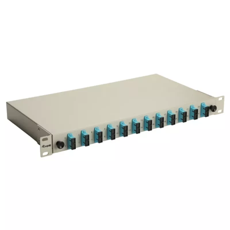 Equip 12-Port Glasfaser-Spleißbox, SC Duplex, OM3, 1U Rackmount, bestückt, Grau