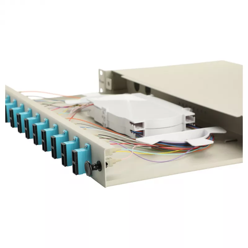Equip 12-Port Glasfaser-Spleißbox, SC Duplex, OM3, 1U Rackmount, bestückt, Grau