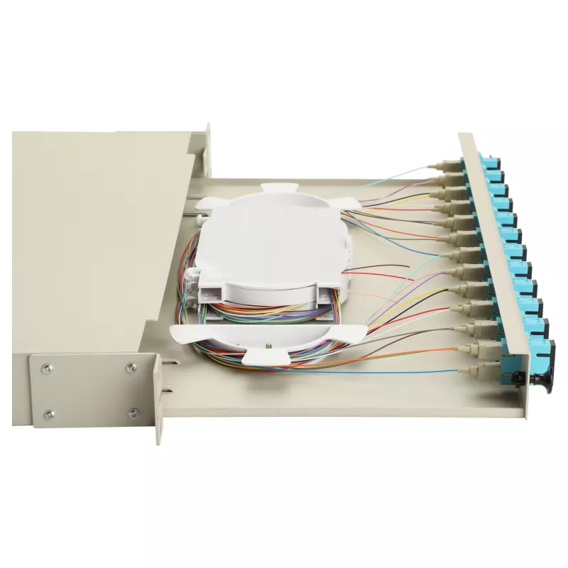 Equip 12-Port Glasfaser-Spleißbox, SC Duplex, OM3, 1U Rackmount, bestückt, Grau