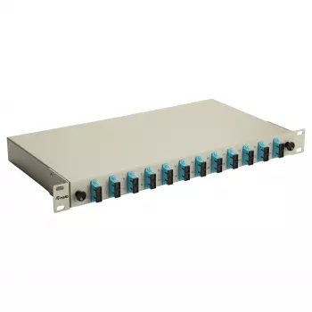 Equip 12-Port Glasfaser-Spleißbox, SC Duplex, OM3, 1U Rackmount, bestückt, Grau