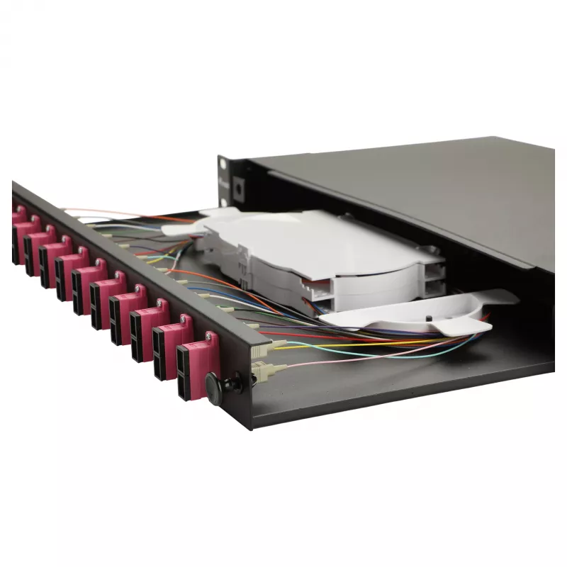 Equip 12-Port Glasfaser-Spleißbox, SC Duplex, OM4, 1U, bestückt, Schwarz