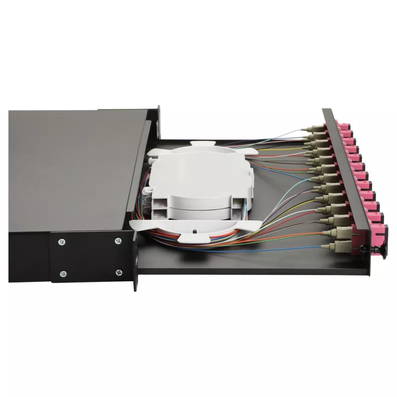 Equip 12-Port Glasfaser-Spleißbox, SC Duplex, OM4, 1U, bestückt, Schwarz