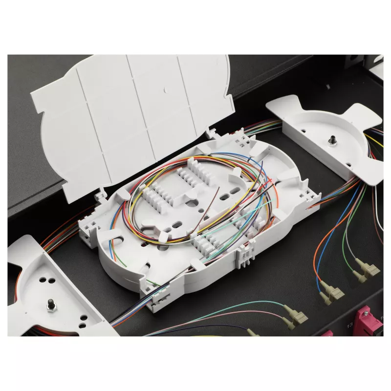 Equip 12-Port Glasfaser-Spleißbox, SC Duplex, OM4, 1U, bestückt, Schwarz