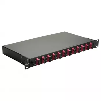 Equip 12-Port Glasfaser-Spleißbox, SC Duplex, OM4, 1U, bestückt, Schwarz