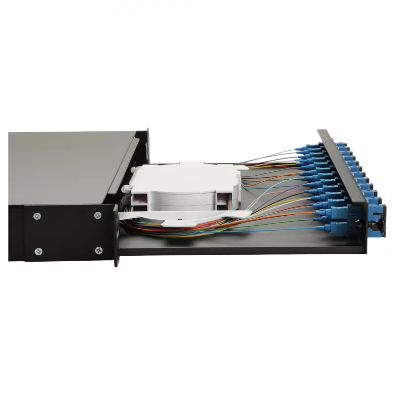 Equip 12-Port Glasfaser-Spleißbox, SC Duplex, OS2, 1U, Voll bestückt, Schwarz (591909)