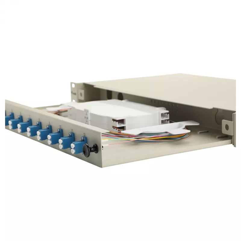Equip 12-Port LC Duplex OS2 Glasfaser-Spleißbox, 1U Rackmontage, Grau