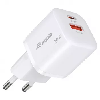 Equip 2-Port USB-C PD3.0/USB-A GaN Wandladegerät 20W Weiß