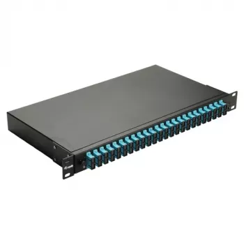 EQUIP 24-Port Glasfaser-Spleißbox, LC Duplex, OM3, 1U, bestückt, Schwarz
