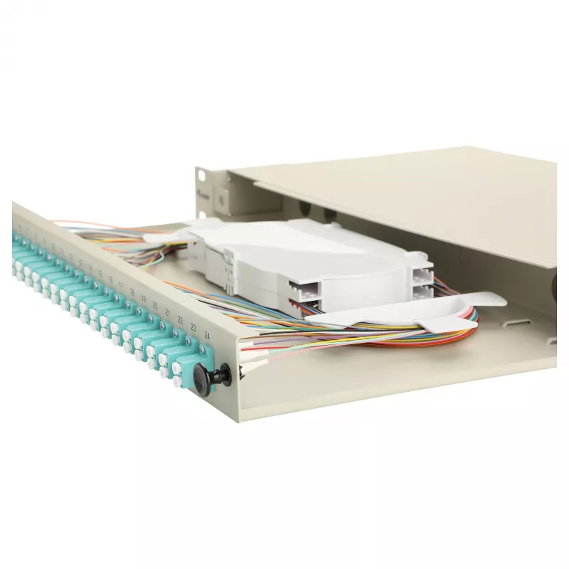 Equip 24-Port Glasfaser-Spleißbox, LC Duplex, OM3, 1U, bestückt, Grau
