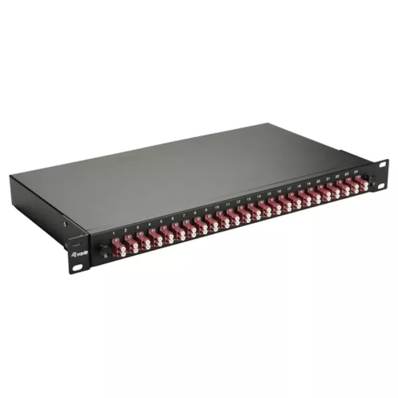 Equip 24-Port Glasfaser-Spleißbox, LC Duplex, OM4, 1U, bestückt, schwarz