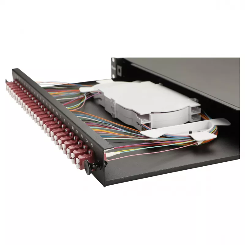 Equip 24-Port Glasfaser-Spleißbox, LC Duplex, OM4, 1U, bestückt, schwarz