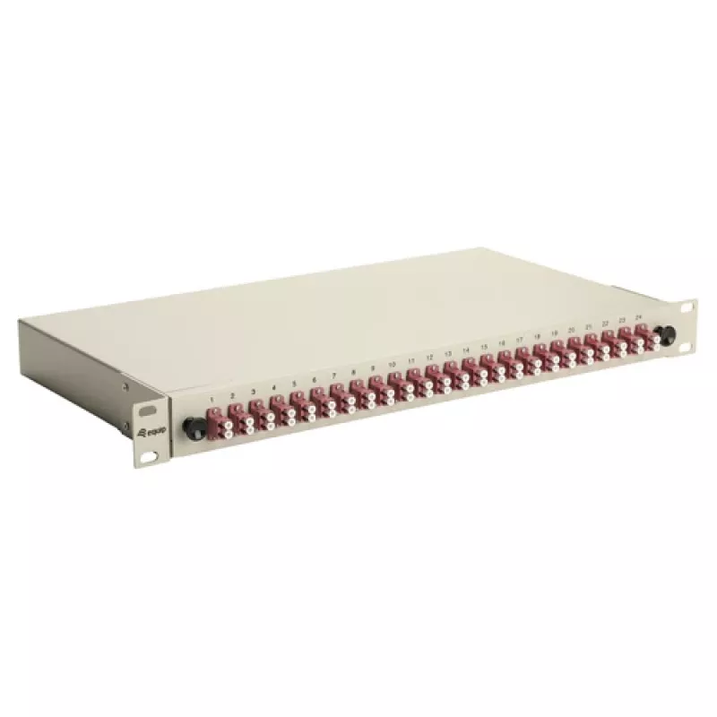 Equip 24-Port Glasfaser-Spleißbox, LC Duplex, OM4, 1U, bestückt, Grau