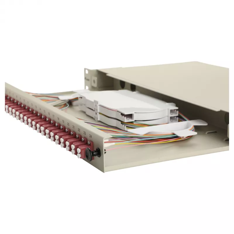 Equip 24-Port Glasfaser-Spleißbox, LC Duplex, OM4, 1U, bestückt, Grau