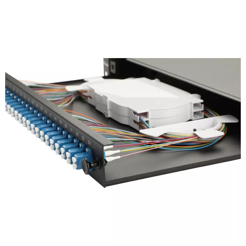 Equip 24-Port Glasfaser-Spleißbox, LC Duplex, OS2, 1U, bestückt, schwarz