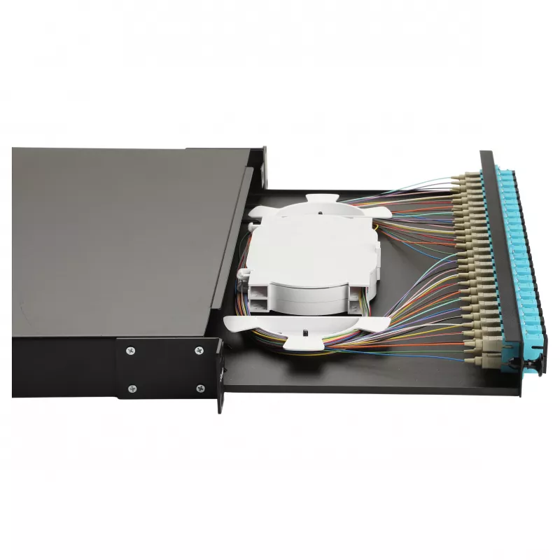Equip 24-Port Glasfaser-Spleißbox, SC Duplex, OM3, 1U, bestückt, Schwarz