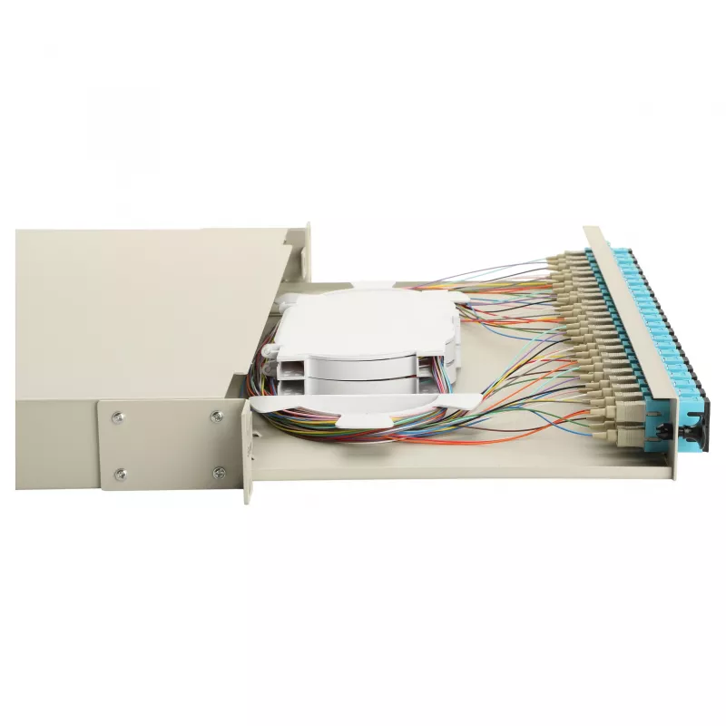 Equip 24-Port Glasfaser-Spleißbox, SC Duplex, OM3, 1U, komplett ausgestattet, Grau