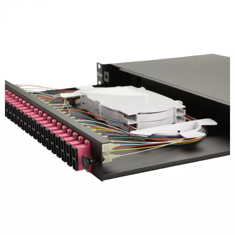 Equip 24-Port Glasfaser-Spleißbox, SC Duplex, OM4, 1U, bestückt, Schwarz