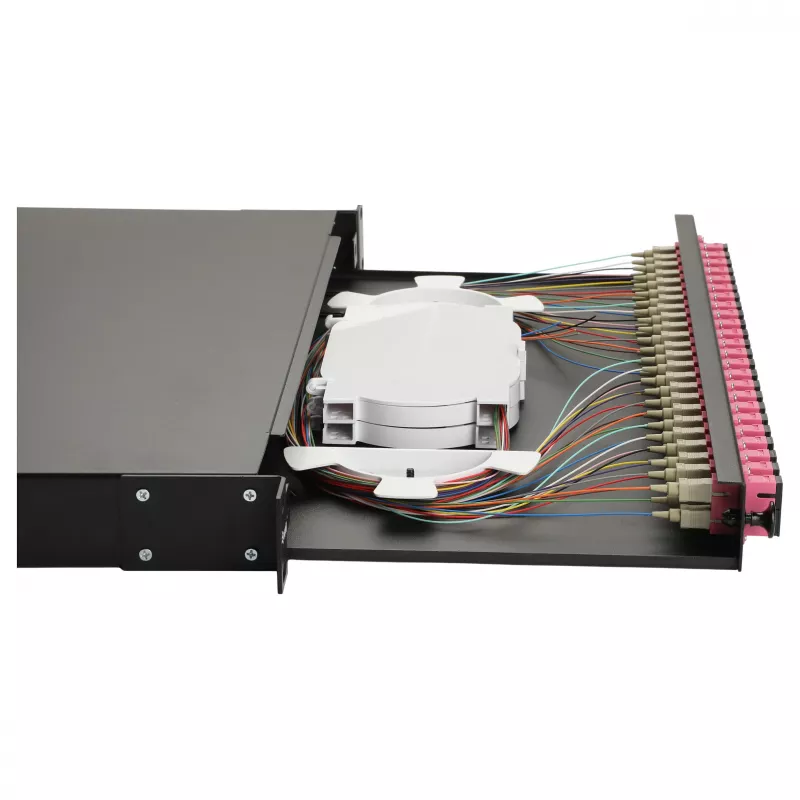 Equip 24-Port Glasfaser-Spleißbox, SC Duplex, OM4, 1U, bestückt, Schwarz