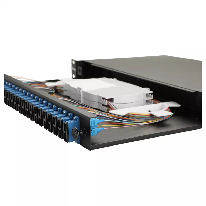 Equip 24-Port Glasfaser-Spleißbox, SC Duplex, OS2, 1U, bestückt, Schwarz