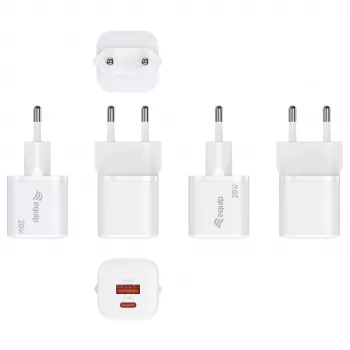 Equip 245526 2-Port USB-C PD3.0 / USB-A GaN 20W Wall Charger, Weiß