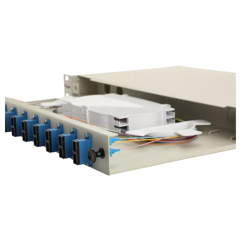 Equip 591911 12-Port SC Duplex Glasfaser-Spleißbox, OS2, 1U, komplett ausgestattet, Grau