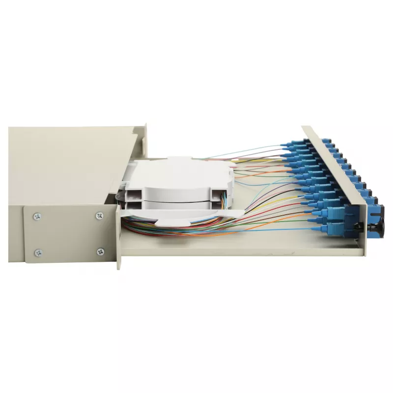 Equip 591911 12-Port SC Duplex Glasfaser-Spleißbox, OS2, 1U, komplett ausgestattet, Grau