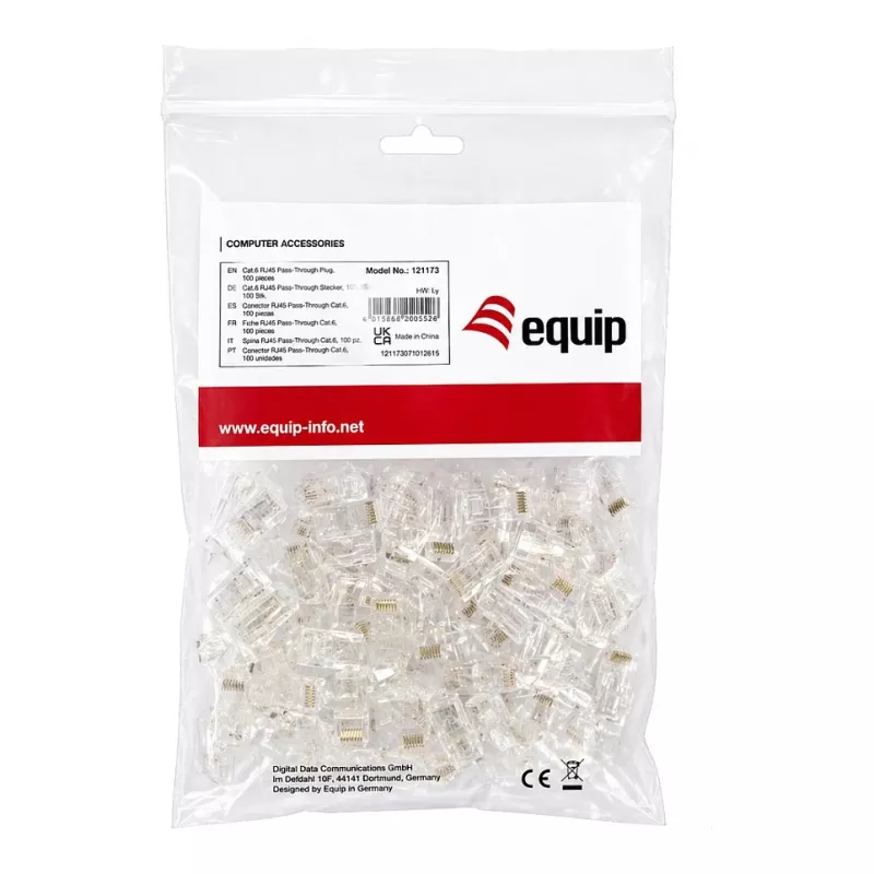 Equip Cat6 RJ45 UTP Unshielded Connector Kit (100 Stück) - Transparent