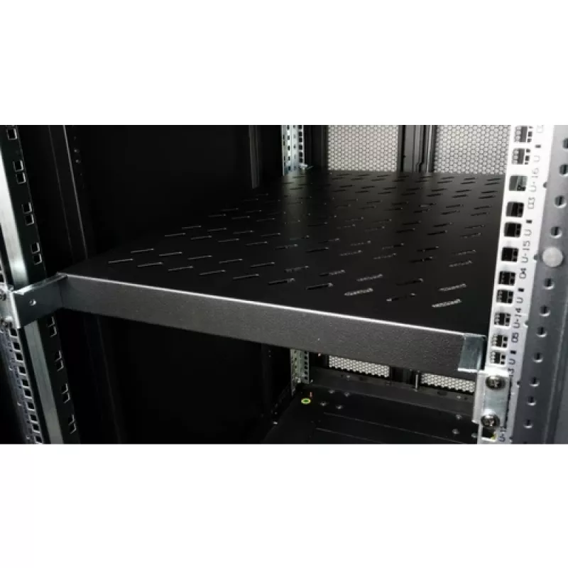 Equip EZVS-19-1-10-B 19 Zoll 1U feste Rackablage, 1000 mm Tiefe, Schwarz – Stahl in schwerer Ausführung, 100 kg Tragkraft