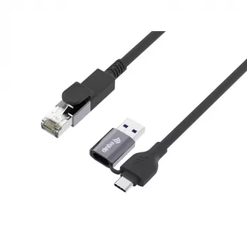 Equip GigaBit USB-C+A to RJ45 Adapter, Schwarz