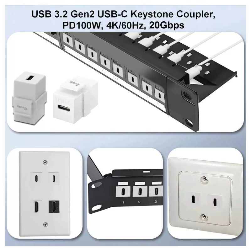 Equip Keystone Coupler USB 3.2 Gen 2 USB-C auf USB-C Buchse zu Buchse, Weiß