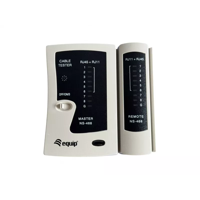 Equip Twisted Pair Cable Tester, RJ-11, RJ-12, RJ-45, Kurzschlussprüfung, Übertragungsprüfung, Weiß, TX/RX, CE, RoHS