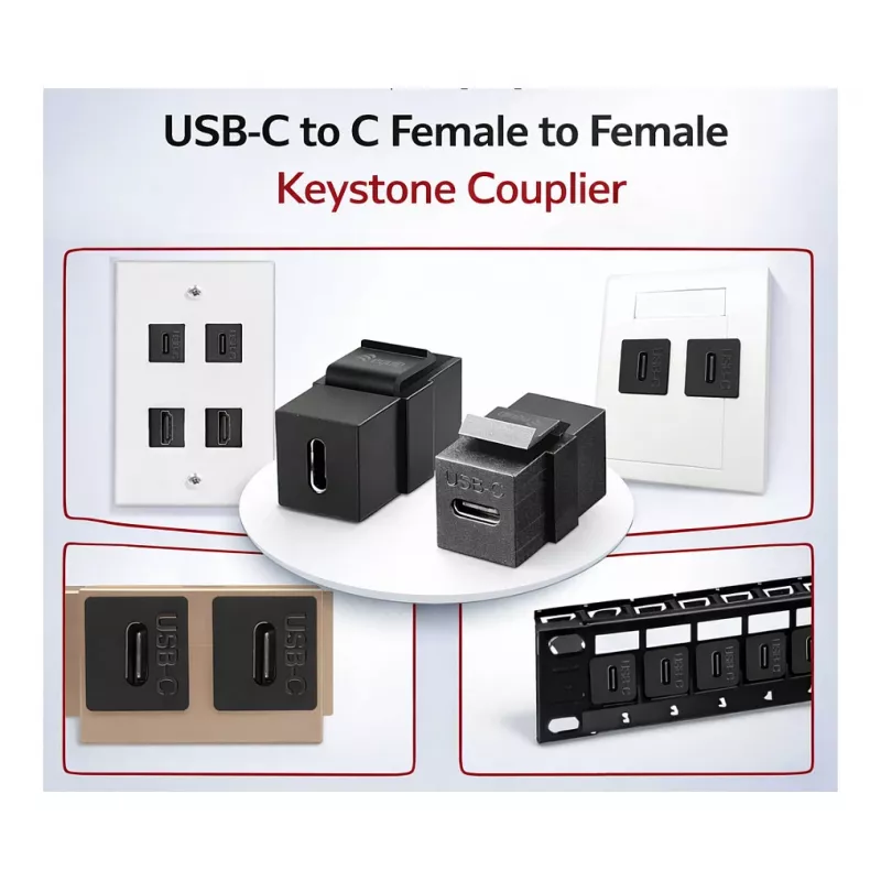 Equip USB-C Keystone Kupplung, USB 3.2 Gen 2, USB-C Buchse auf Buchse, Schwarz