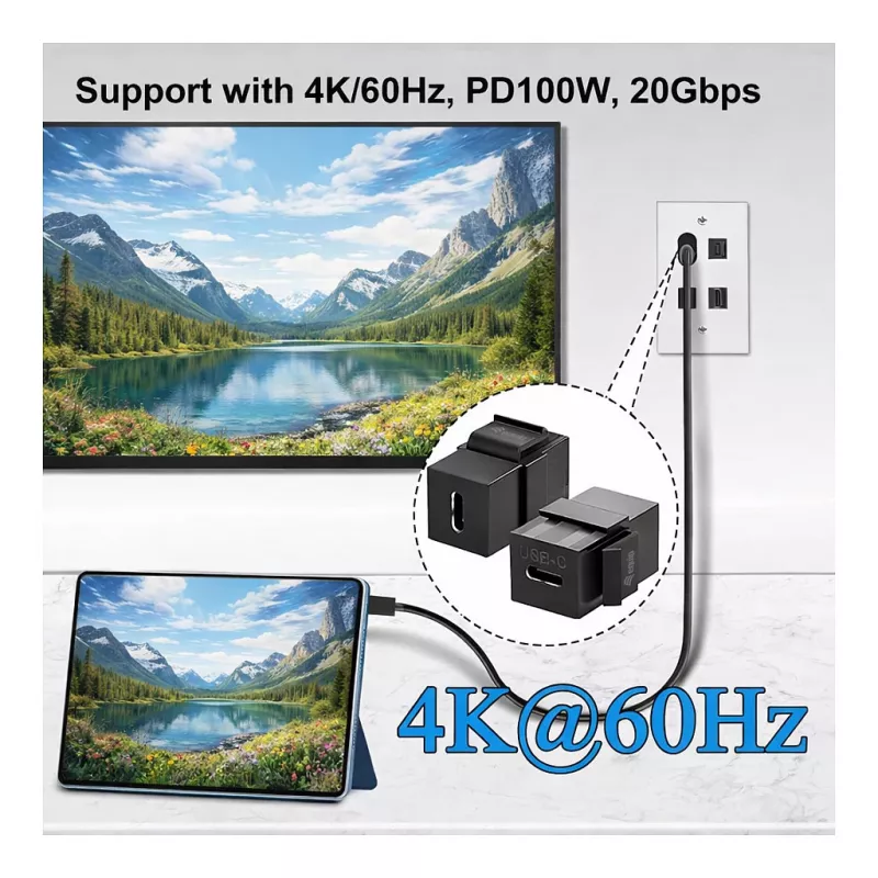 Equip USB-C Keystone Kupplung, USB 3.2 Gen 2, USB-C Buchse auf Buchse, Schwarz